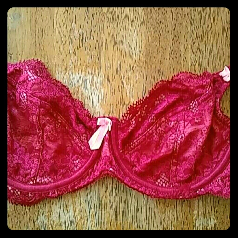 Lacy red bra